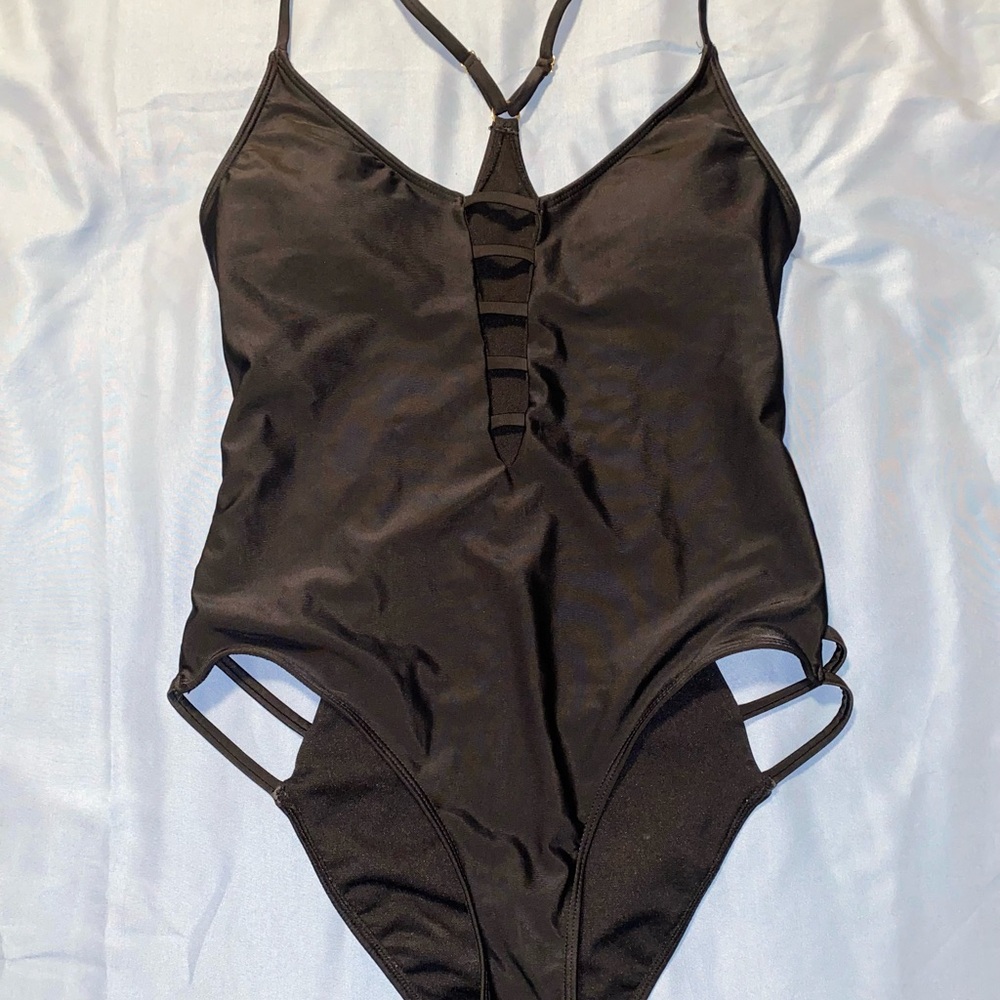 No Boundaries Black Strappy Swimsuit